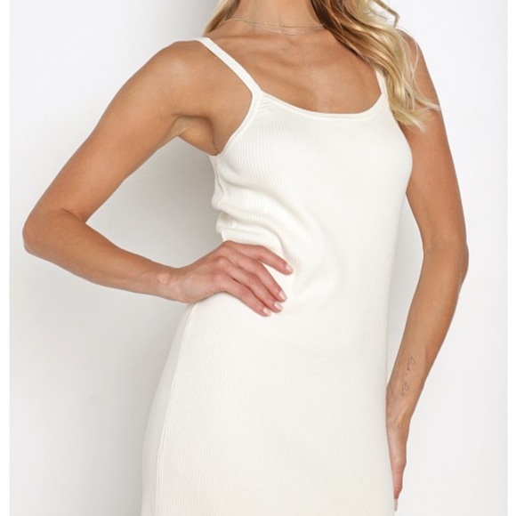 Charlie Holiday Deliah Ribbed Midi Dress Cloud Size 6 - Picture 3 of 9